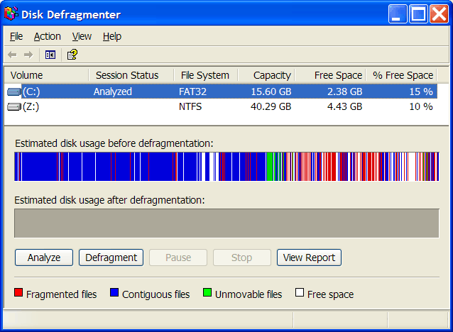 Windows XP Disk Defragmenter