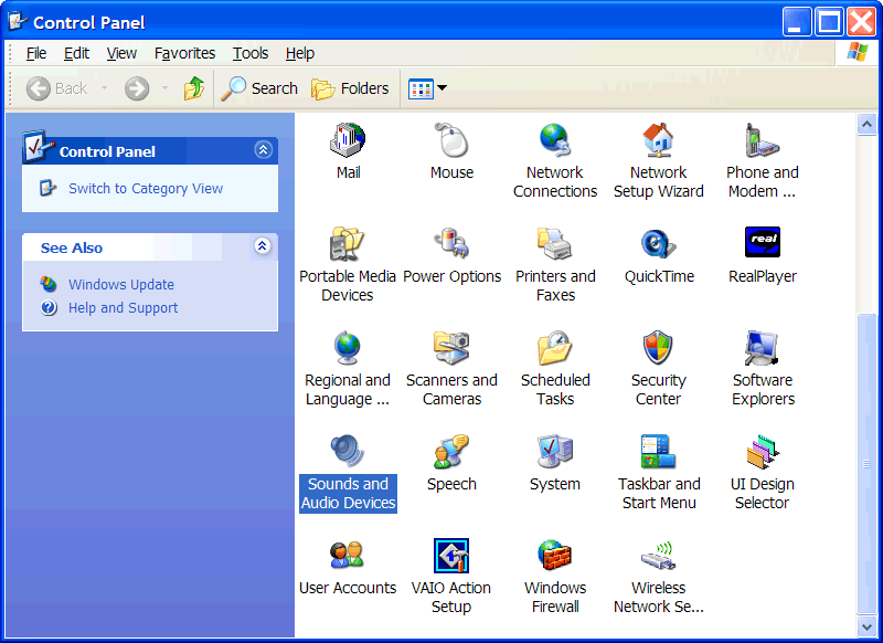 Windows XP Control Panel