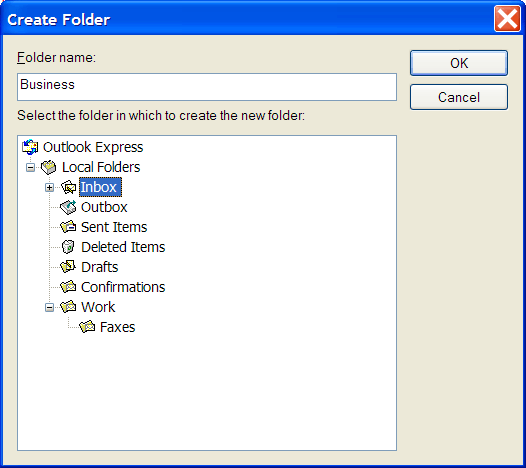 Create Folder in Outlook Express