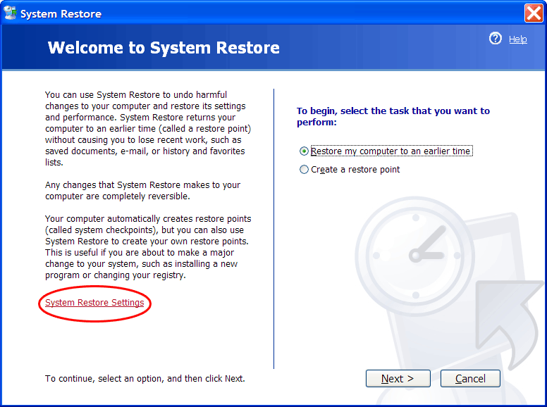 Windows XP System Restore